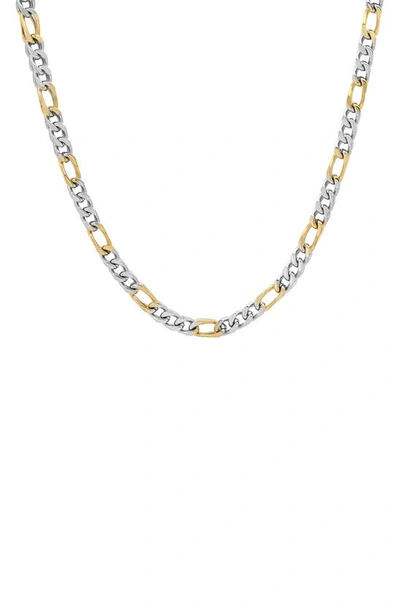 Hmy Jewelry Two-tone Plated Figaro Chain Necklace In Two Tone