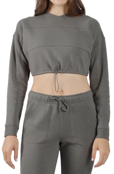 90 Degree By Reflex Brushed Cropped Long Sleeve Shirt In Gunmetal Grey