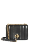 Tory Burch Kira Chain Shoulder Bag In Black / Rolled Gold