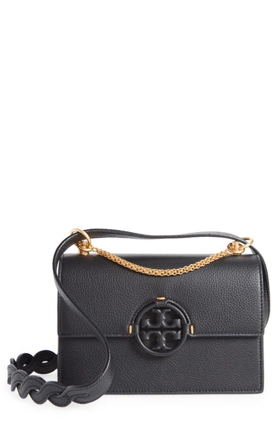 Tory Burch Miller Small Leather Flap Shoulder Bag In Black