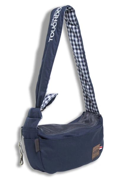 Touchdog Toga-bark Over-the-shoulder Hands-free Pet Carrier In Navy