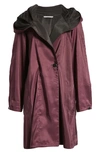 Mycra Pac Designer Wear Mycra Pac Reversible Pleat Hooded Raincoat In Eggplant