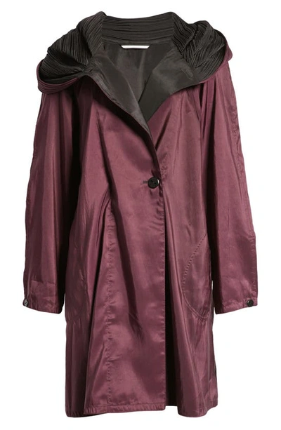 Mycra Pac Designer Wear Mycra Pac Reversible Pleat Hooded Raincoat In Eggplant