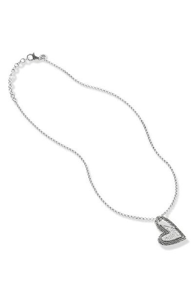 John Hardy Manah Pavé Diamond Heart Pendant Necklace In Silver
