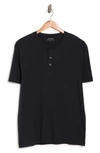 Vince Navy Pima Cotton Henley In Coastal