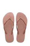 Havaianas Slim Glitter Flip Flop In Crocus Rose