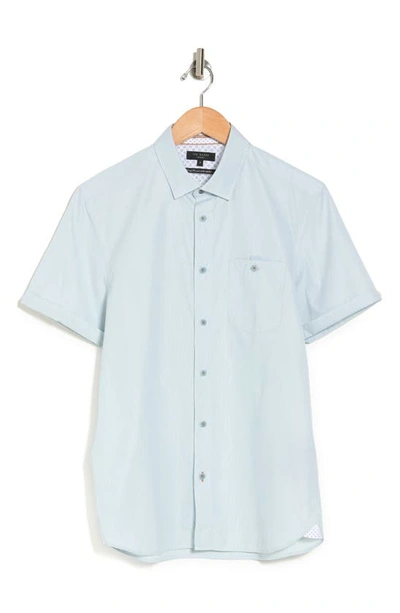 Ted Baker Sayhi Pinstripe Short Sleeve Button-up Shirt In Green