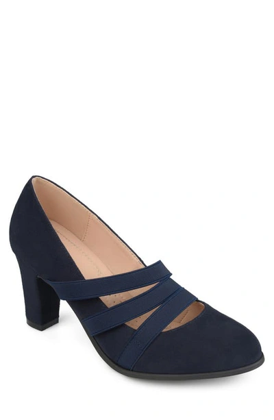 Journee Collection Loren Womens Round Stacked Heel Pumps In Blue