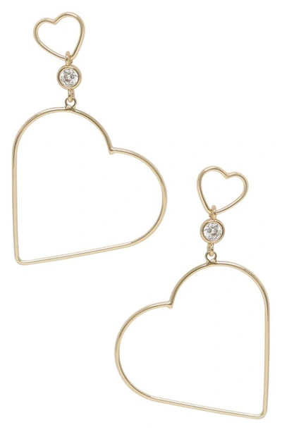 Ettika Cz Heart Outline Earrings In Gold