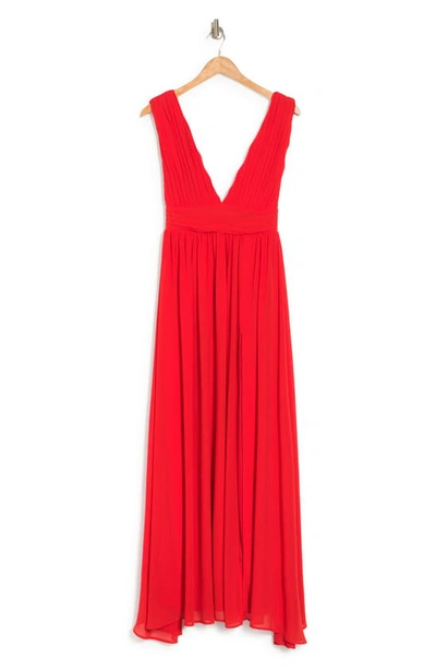 Love By Design Athen Plunging V-neck Maxi Dress In Red