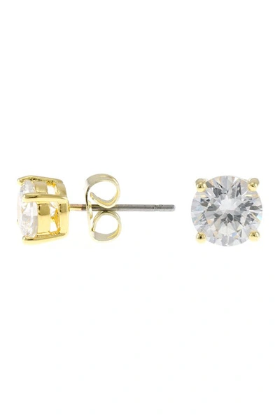 Cz By Kenneth Jay Lane 18k Gold Plated Round Cz Stud Earrings In Clear/gold