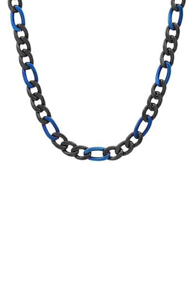 Hmy Jewelry Figaro Chain Necklace In Black / Blue