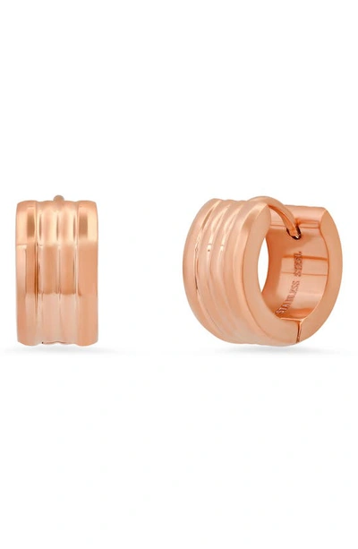 Hmy Jewelry 14mm Huggie Earrings In Rose