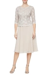 Alex Evenings Mock Two-piece Cocktail Dress In Taupe