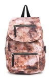 Madden Girl Proper Flap Nylon Backpack In Blush Tie Dye