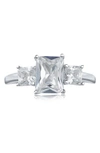 Cz By Kenneth Jay Lane Cz Triple Stone Ring In Clear/ Silver