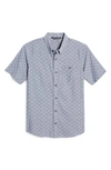 Travismathew Whatta Catch Geo Print Short Sleeve Button-up Shirt In Mood Indigo