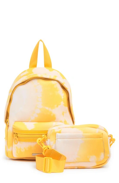 Madden Girl Neoprene Backpack With Crossbody Pouch In Yellow Multi