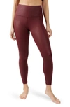 90 Degree By Reflex Faux Cracked Leather High Rise Ankle Leggings In Cracked Maroonish