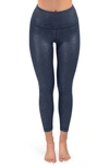 90 Degree By Reflex Faux Cracked Leather High Rise Ankle Leggings In Cracked Dark Navy