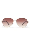 Oscar De La Renta 59mm Aviator Sunglasses In Shiny Gold