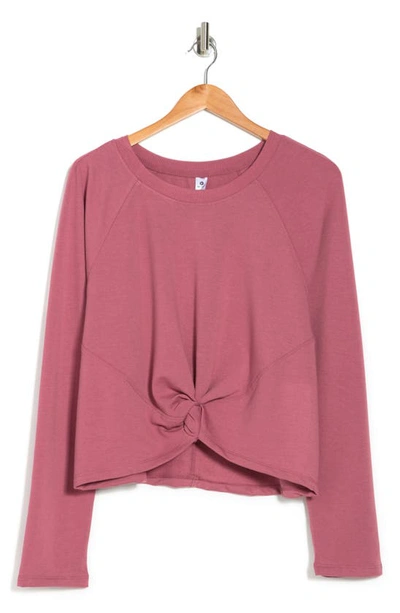 90 Degree By Reflex Terry Brushed High/low Twist Front Top In Deco Rose
