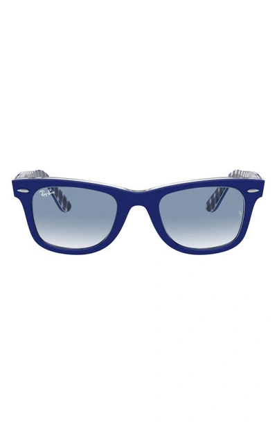 Ray Ban Large Classic Wayfarer 54mm Sunglasses In Blue Vichy/ Blue Gradient