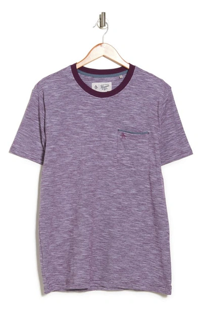 Original Penguin Knit Stripe Tee In Italian Plum