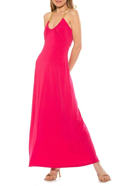 Alexia Admor Selena Scoop Neck Maxi Dress In Hot Pink