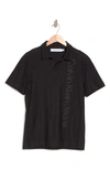 Calvin Klein Short Sleeve Logo Slub Polo Shirt In Black