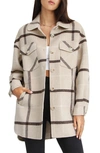 Belle & Bloom Rivers Edge Plaid Shacket In Beige