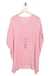 Boho Me Striped Tunic Dress In Pink