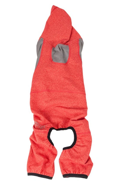 Petkit The Pet Life Active 'downward Dog' Full Bodied Hoodie In Fire Red And Light Gray