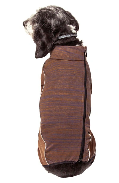 Petkit The Pet Life Active 'chase-pacer' Full Bodied Heathered Tracksuit In Brown And Pattern