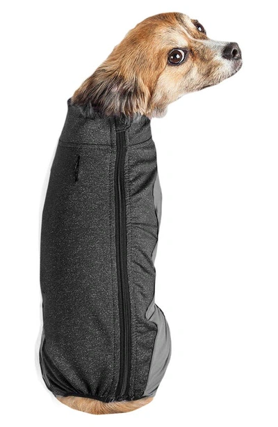 Petkit The Pet Life Active 'chase-pacer' Full Bodied Heathered Tracksuit In Charcoal Grey And Black