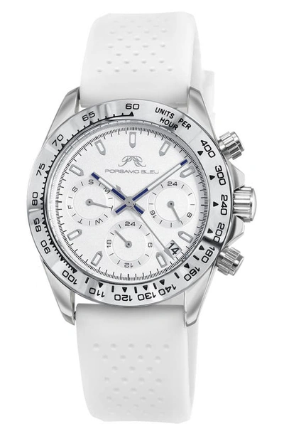 Porsamo Bleu Alexis Chronograph Sport White Silicone Watch, 37mm In Silver/ White