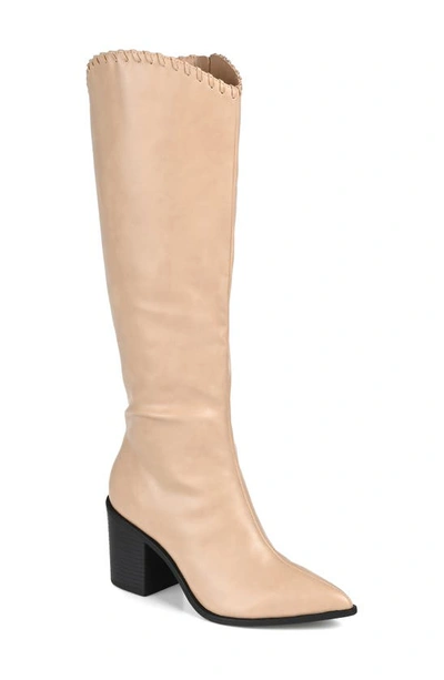Journee Collection Daria Vegan Leather Block Heel Boot In Tan