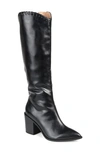 Journee Collection Daria Whipstitch Tall Vegan Leather Western Boot In Black