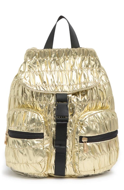 Madden Girl Ruched Nylon Backpack In Gold
