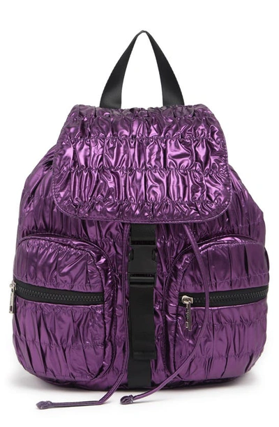 Madden Girl Ruched Nylon Backpack In Purple