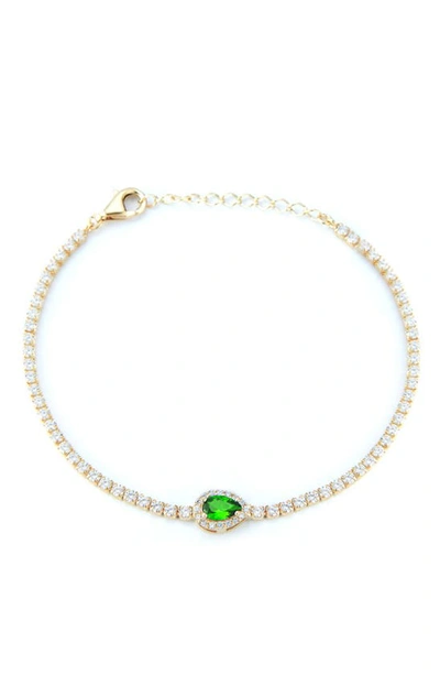 Sphera Milano 14k Gold Plated Sterling Silver & Cz Pear Station Bracelet In Yellow Gold