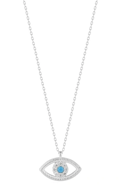 Sphera Milano Cz Evil Eye Pendant Necklace In Silver