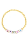 Sphera Milano 14k Yellow Gold Vermeil Happy Beaded Stretch Bracelet In Yellow Gold
