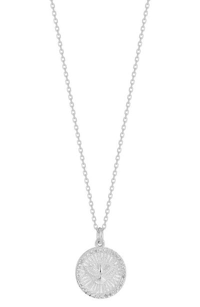 Sphera Milano 14k Gold Vermeil Cz Coin Pendant Necklace In Silver