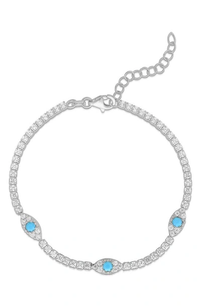 Sphera Milano Cz Evil Eye Tennis Bracelet In Silver