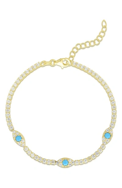 Sphera Milano Cz Evil Eye Tennis Bracelet In Yellow Gold