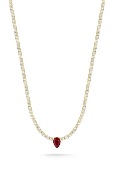 Sphera Milano 14k Gold Vermeil Cz Teardrop Pendant Necklace In Yellow Gold