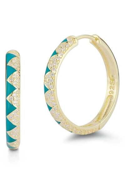 Sphera Milano 14k Gold Vermeil Enamel & Cz Hoop Earrings In Yellow Gold