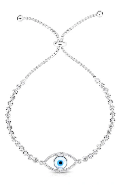 Sphera Milano Sterling Silver Round-cut Cz Evil Eye Tennis Bracelet