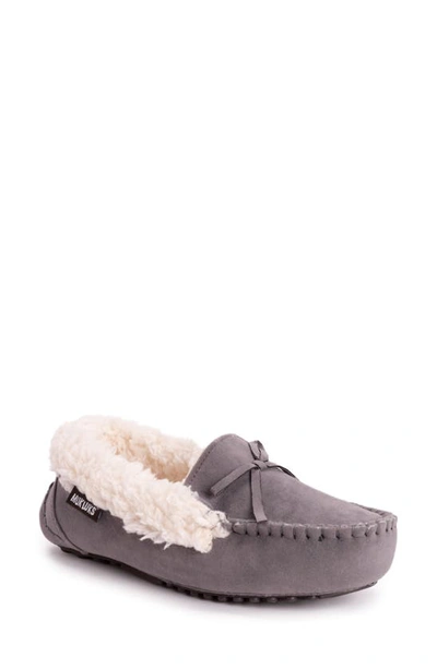 Muk Luks Jaylah Faux Shearling Lined Slipper In Light Grey